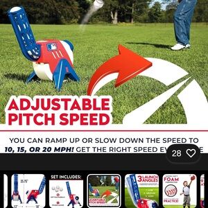 MLB Adjustable Pitch Speed Machine - Blue and Red